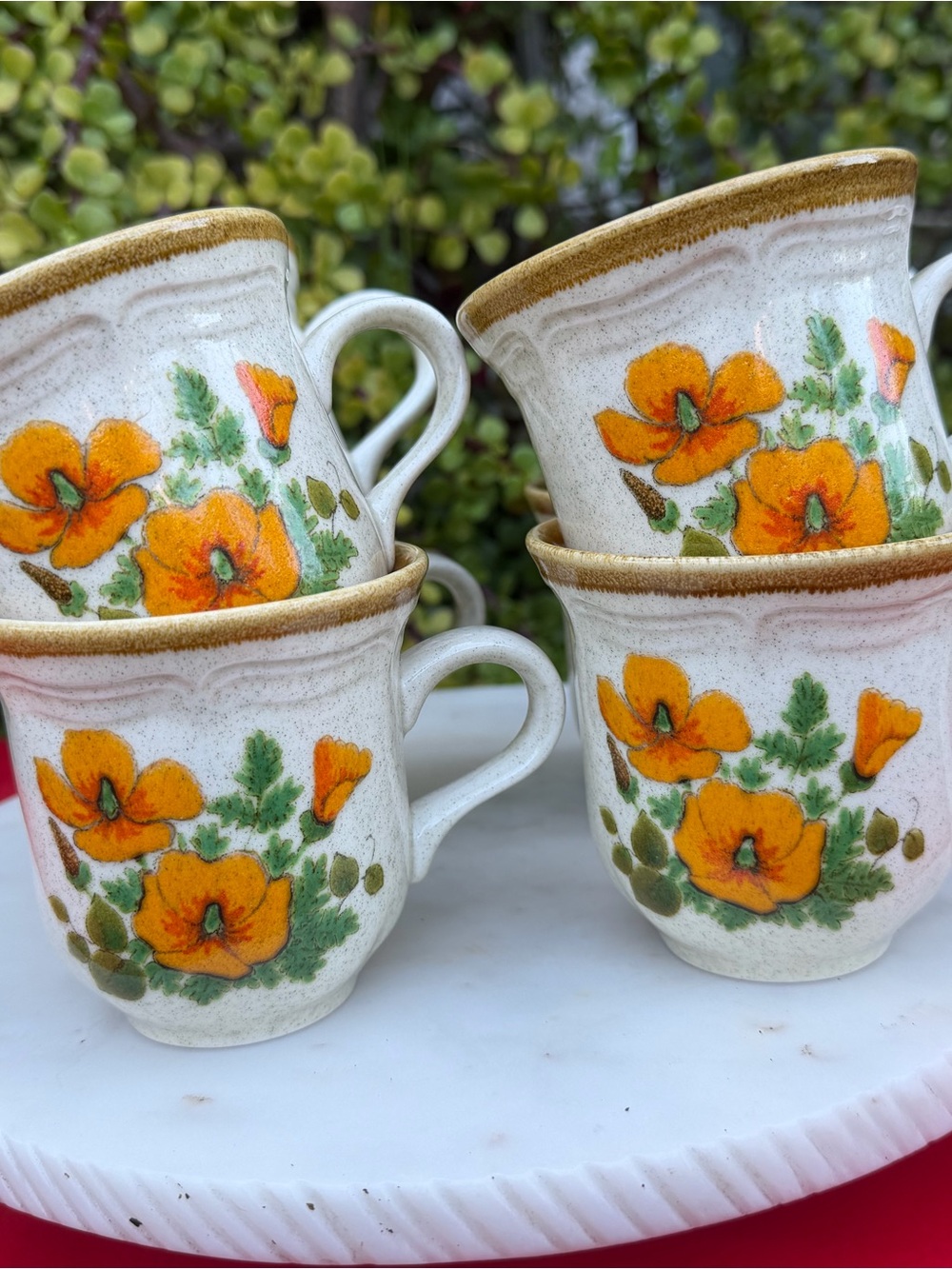 Mikasa Petunias Mug/Teacups set of 8 1970